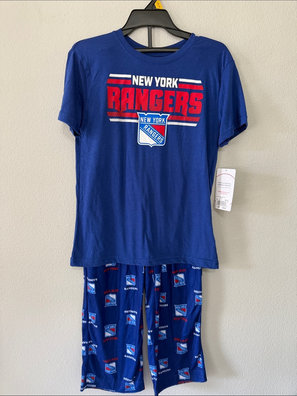 NHL Kids Blue Pajama Set - Official Team Design New York Rangers Medium 10-12